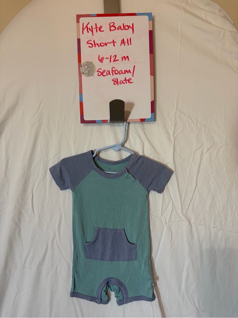 Kyte Baby Shortall in Seafoam & Slate, 6-12m